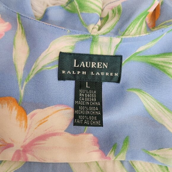 Vintage Lauren Ralph Lauren Floral Silk Blouse Maxi Skirt 2-PC Set Large 14 Wrap - Picture 11 of 16